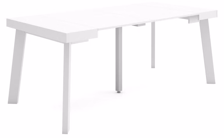 Rozkładany stół konsolowy, 180 cm, biały, dla 8 osób, z drewnianymi nogami