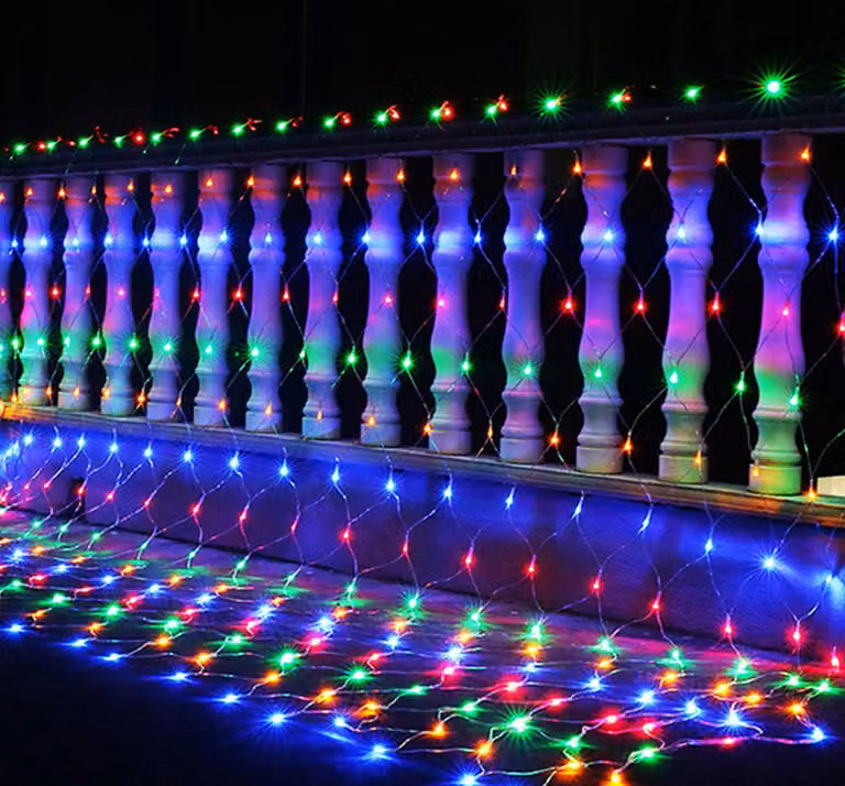 Hengda LED siatka świetlna 2 * 2 M 200LEDs kurtyna świetlna wróżki kolorowe dekoracje świąteczne na zewnątrz kryty ogród uroczystości 8 trybów światła siatka