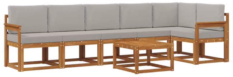 vidaXL Zestaw mebli ogrodowych, sofa i fotele, 7 sztuk. Naturalny kolor i jasnoszary