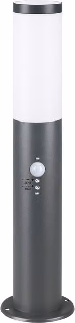 Lampa ogrodowa słupkowa monzana® z czujnikiem ruchu, kolor szary i srebrny, wykonana ze stali nierdzewnej, tworzywa i metalu, klasa ochrony IP44, żarówka E27