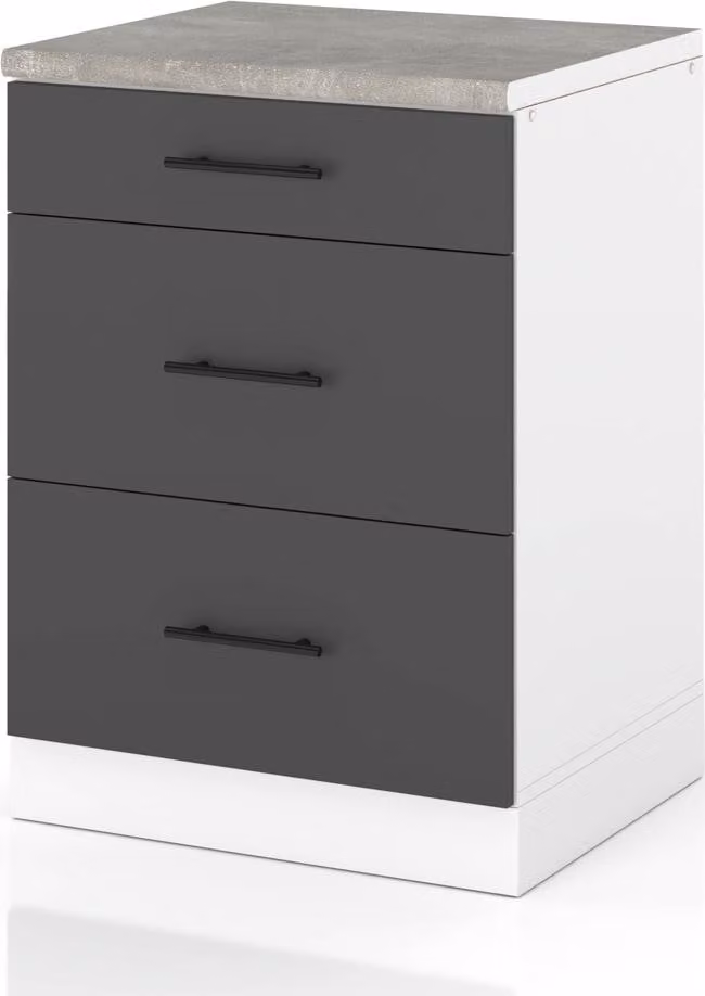 Szafka Kuchenna Stojąca Z Blatem 3 Szuflady 60Cm Spremium Szary Mat