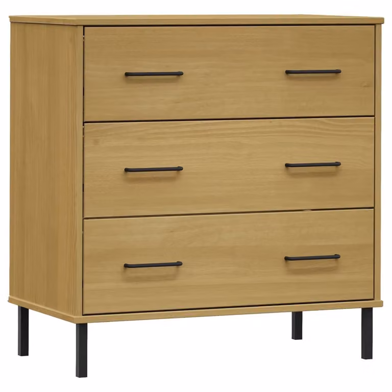vidaXL Kredens OSLO z 3 szufladami brązowy 77x40x79,5 cm lite drewno