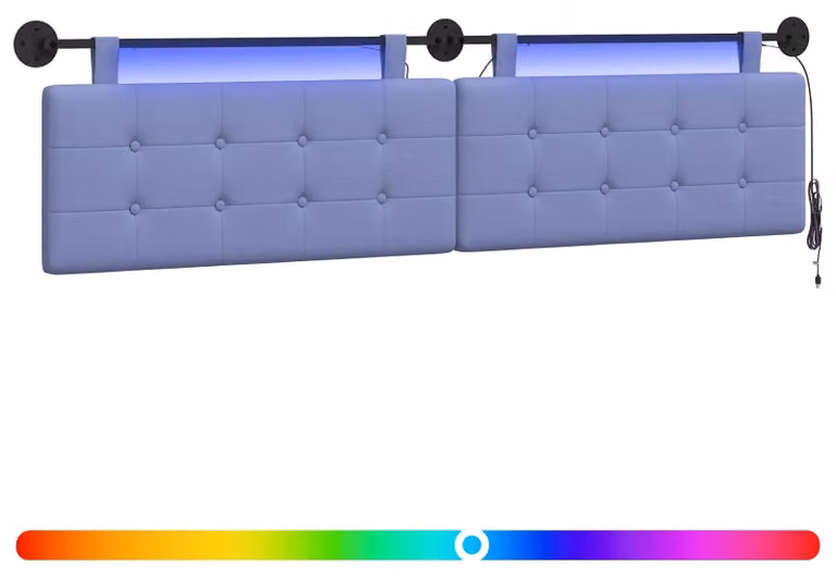 vidaXL Wiszące wezgłowie z oświetleniem LED, niebieski dżinsowy materiał
