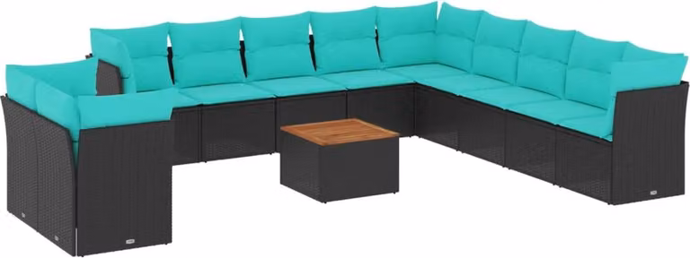 vidaXL 12-częściowa sofa ogrodowa z poduszkami z czarnego polirattanu