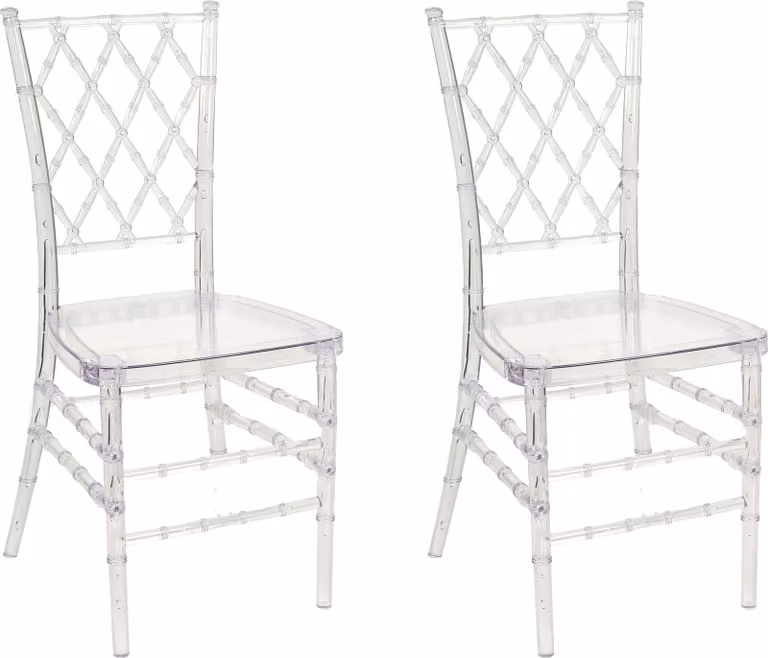 BELIANI Zestaw 2 krzeseł przezroczystych transparentnych z wysokim oparciem do jadalni kuchni styl vintage glamour
