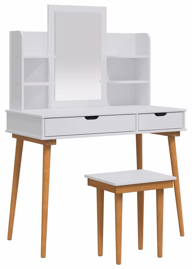 Komplet toaletka FAUSKE, 5 elementów, biały, 100 x 50 x 143 cm