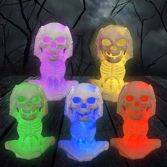 Dekoracje na Halloween - 5 sztuk, lampki LED w kształcie czaszek na świece - dekoracyjne lampki, elementy dekoracyjne w stylu horror - akcesoria do dekoracji wnętrz na imprezy
