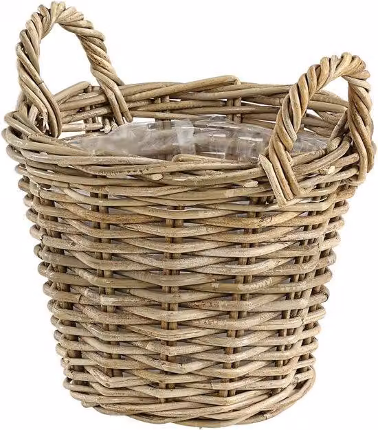 Meble do siedzenia Rieten z uchwytami, średnica 30 cm, wysokość 23 cm, kolor szaro-brązowy