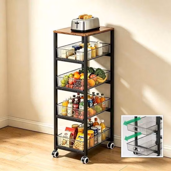 Solidchoice - Mobilny organizer do przechowywania z 5 półkami i kołami