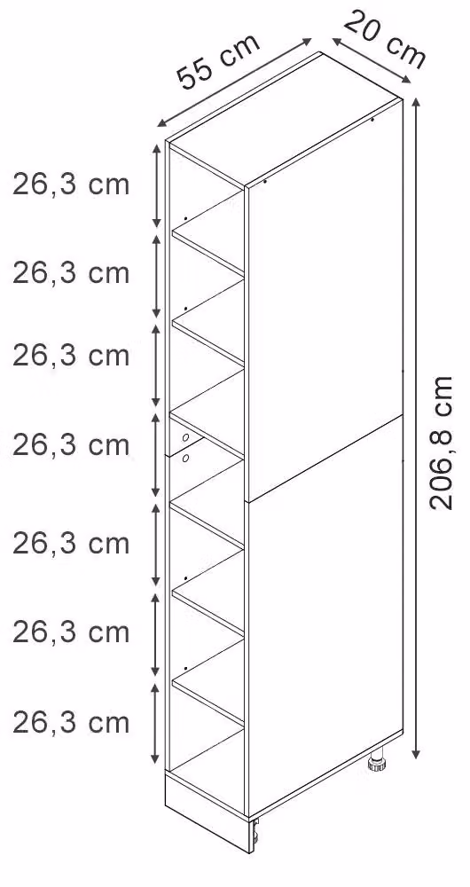 Półka kuchenna Vicco R-Line Antracyt/Antracyt 20 cm z 7 półkami, Model 60566