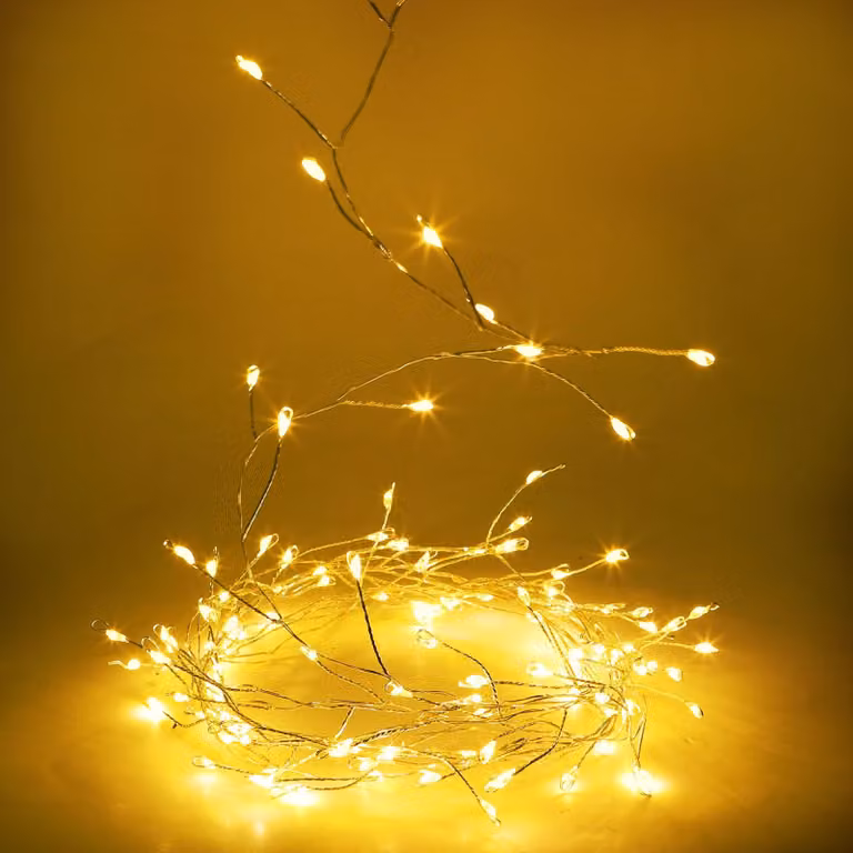 Girlanda świetlna, 3 metry, 120 diod LED, ciepła biel, zasilana bateriami, do użytku wewnątrz i na zewnątrz
