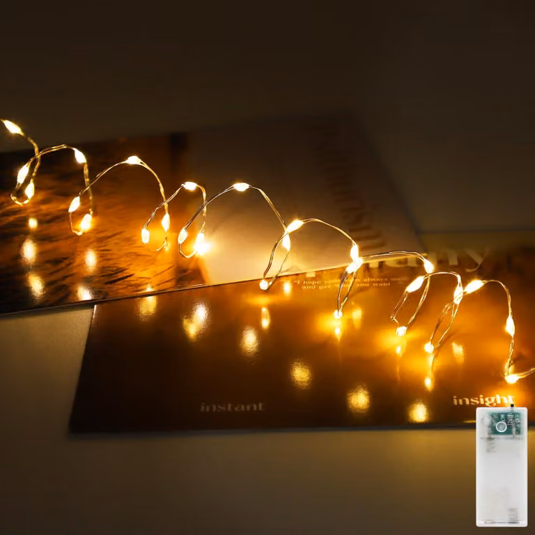 Światełko LED, mikro girlanda, 30 diod, ciepła biel, 75 cm, zasilanie bateryjne