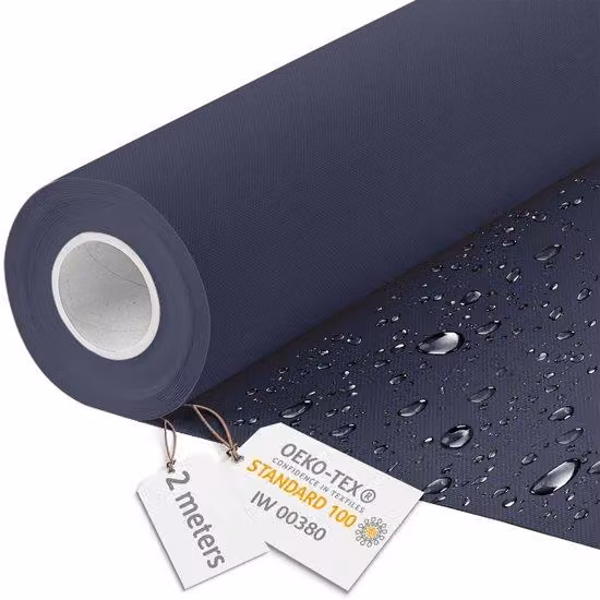 Wodoodporna tkanina płócienna o szerokości 160 cm i gramaturze 220 g/m², w kolorze granatowym