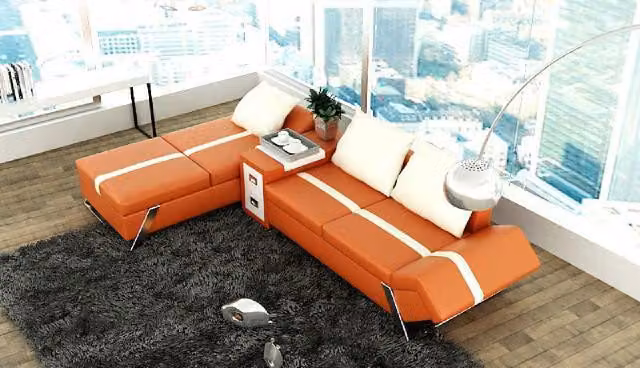 Komplet wypoczynkowy, narożnik, sofa, skórzana tapicerka, model PH2718A