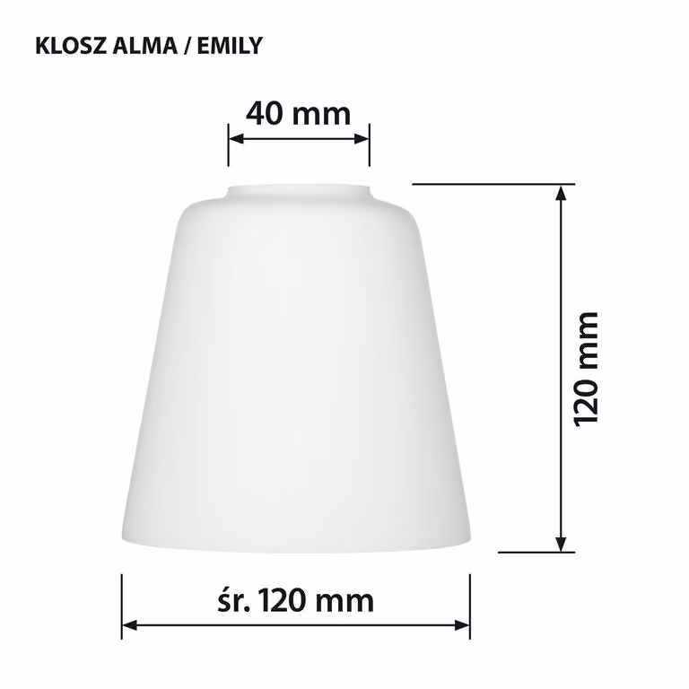 Activejet Klosz do lampy EMILY, Klosz oświetleniowy, Biały, Szkło, Lampa EMILY/ALMA, Sypialnia, Jadalnia, Domowe biuro, Salon, Biuro, 12 cm