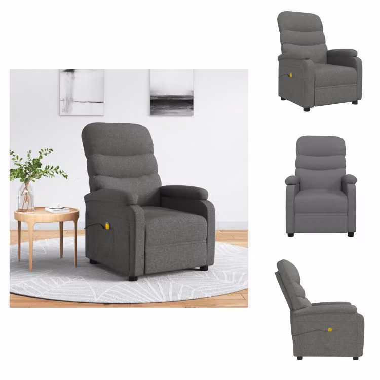 vidaXL Fotel do masażu ciemnoszary materiał - Fotel do masażu