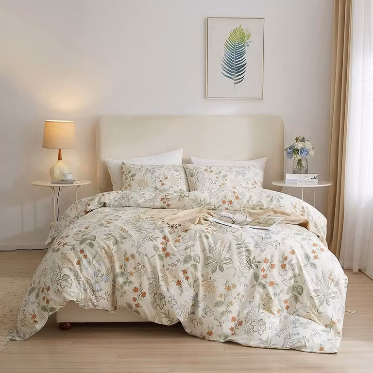 Komplet pościeli z kocem i poszewkami na poduszki, wzór botaniczny i kwiatowy, przeznaczony dla łóżek typu Twin XL, marka Solidchoice
