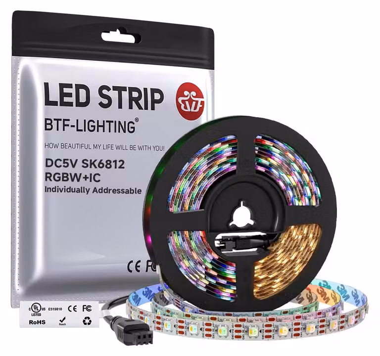 Pasek LED RGBW, RGBWW, RGB+ciepła biel, 5 metrów, 60 diod LED/pikseli na metr, z indywidualnym adresowaniem