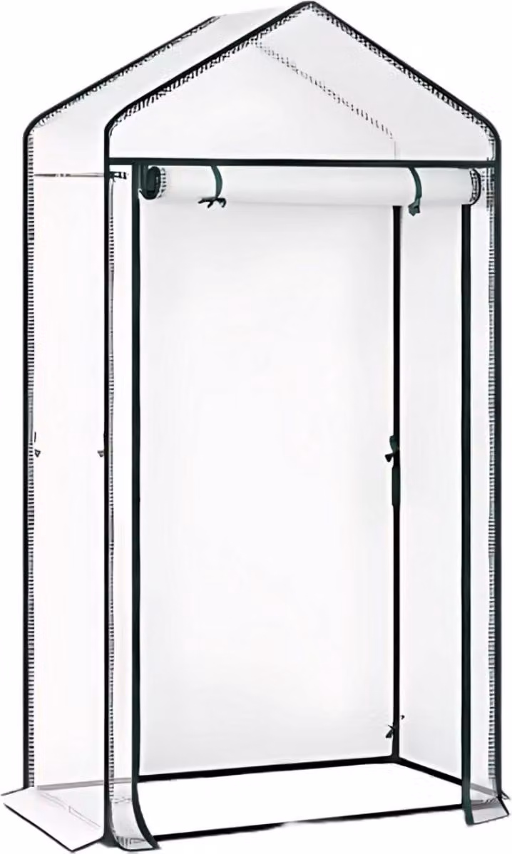 Szklarnia foliowa 100x50x190 cm - Odporna na zimę - Folia PE 135 g/m² - Chłodnia - Pomidornia i skrzynka na rośliny pnące - Biała