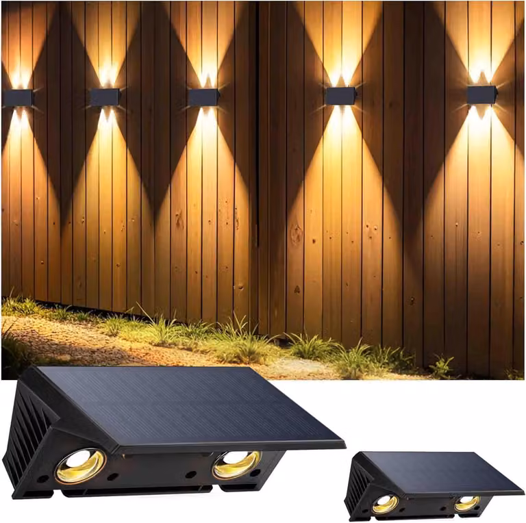 Oświetlenie elewacji zasilane energią słoneczną - Solarne lampy ogrodowe - Oświetlenie zewnętrzne - Podwójne włączanie/wyłączanie - 2 sztuki - Ciepła biel