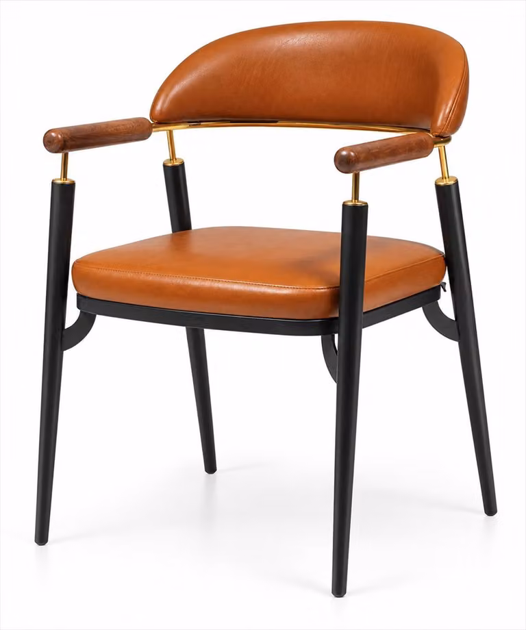 4 krzesła do jadalni z podłokietnikami, brązowe, czarne i złote, nowoczesny, design