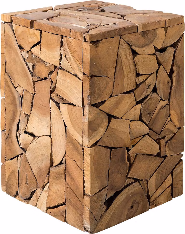 BELIANI Stolik kawowy drewno tekowe naturalny kolor 30 x 30 cm kostka styl boho