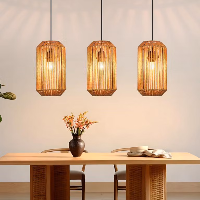 ZMH lampa wisząca boho lampa wisząca rattanowa lampa wisząca lampa wisząca z regulacją wysokości lampa wisząca jadalnia 3 płomienie lampa stołowa do sypialni salon