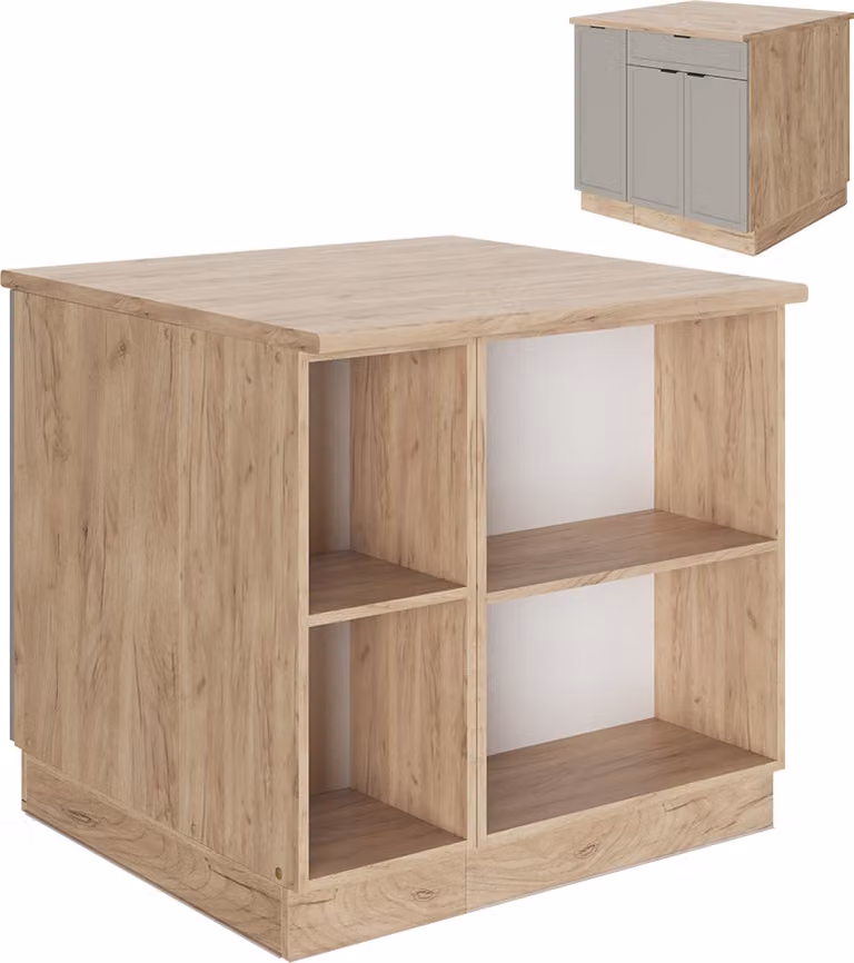 Wyspa kuchenna Vicco Fame-Line GreyBeige 90 cm z szufladą, bez blatu roboczego, Model 50528