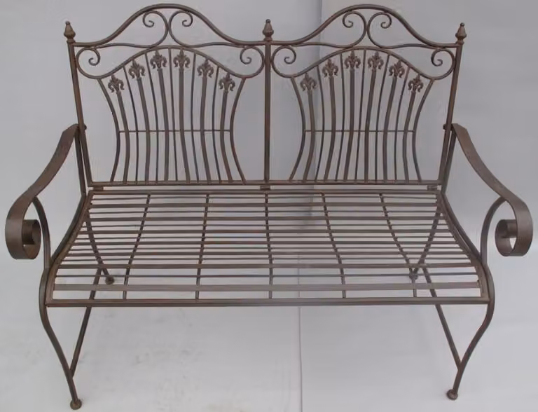 Casa Padrino Secesyjna ławka ogrodowa rustykalny brąz 120 x 58 x h. 97 cm - Nostalgiczna ławka - Meble ogrodowe i ogrodowe
