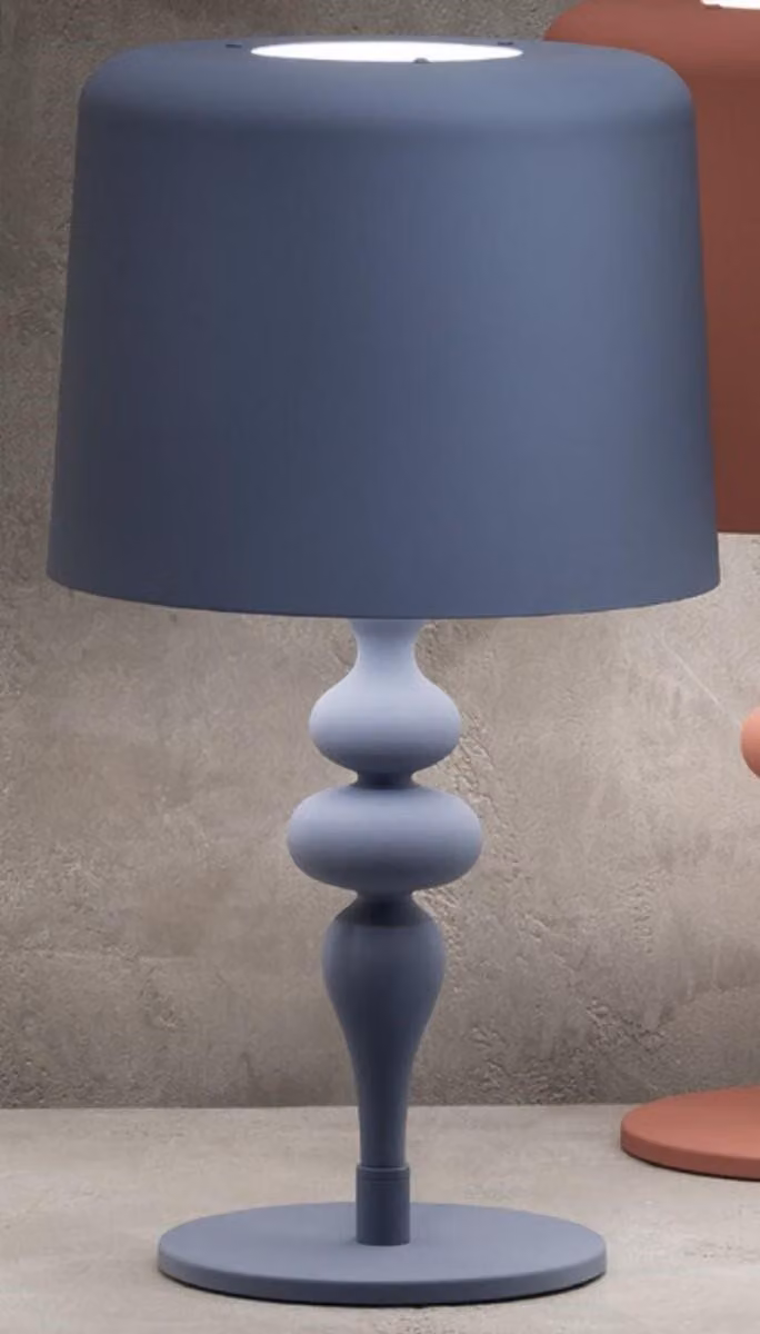 Casa Padrino luksusowa lampa stołowa art deco niebieska Ø 50 x wys. 180 cm - Okrągła lampa biurkowa art deco z aluminiowym abażurem - Luksusowe lampy stołowe - Luksusowa jakość - Wyprodukowano we Włoszech