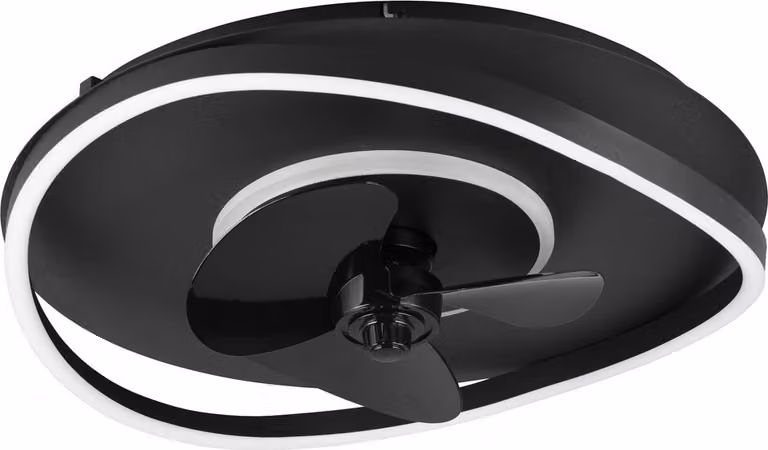 Wentylator sufitowy z lampą LED z pilotem czarny nowoczesny SORTLAND RL R67393132