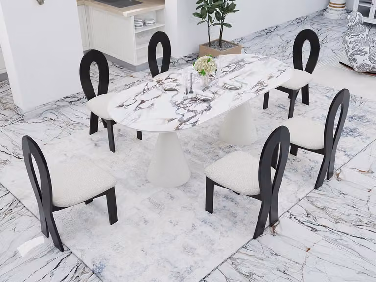 zestaw do jadalni: stół z 6 krzesłami – eleganckie meble designerskie