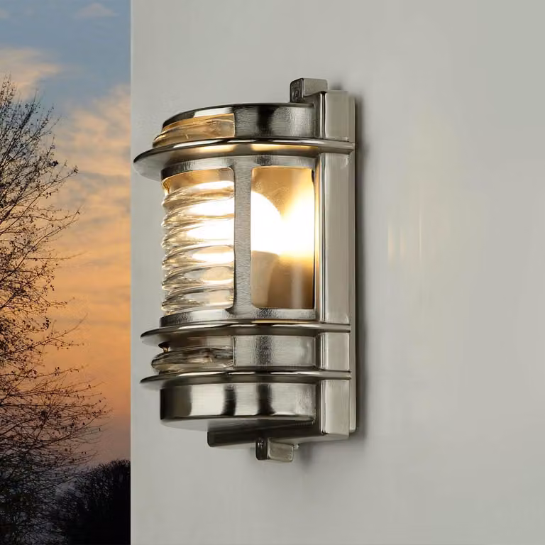 Lampa ścienna GRACIA, mosiądz, szklane klosze z żebrowanym wzorem, gwint E27, klasa szczelności IP64, styl morski