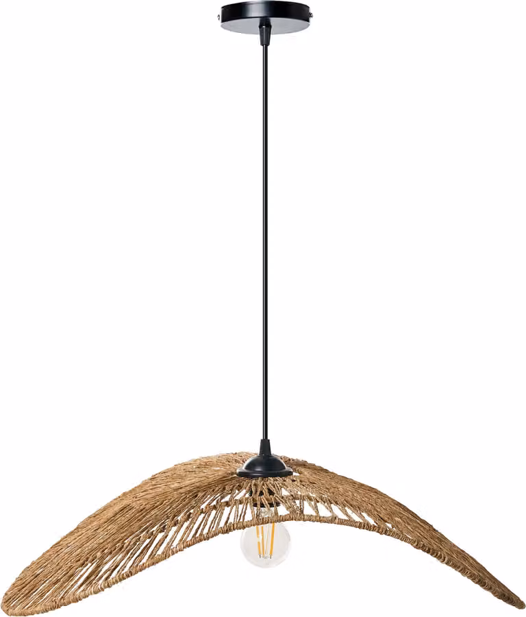 BELIANI Lampa wisząca naturalna z juty pleciona w stylu boho ręcznie wykonana z widoczną żarówką salon jadalnia oświetlenie asymetryczna