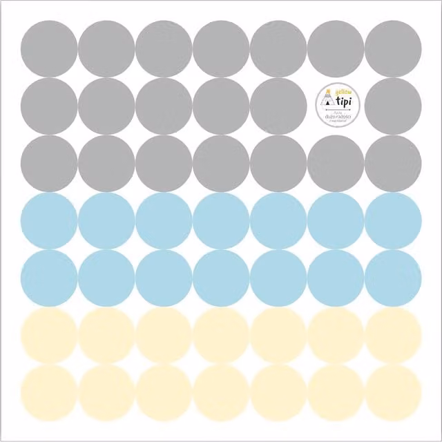 Zestaw naklejek samoprzylepnych Yellowtipi Mini Dots w kolorach niebieskim, szarym, beżowym i wielokolorowym o wzorze kropek