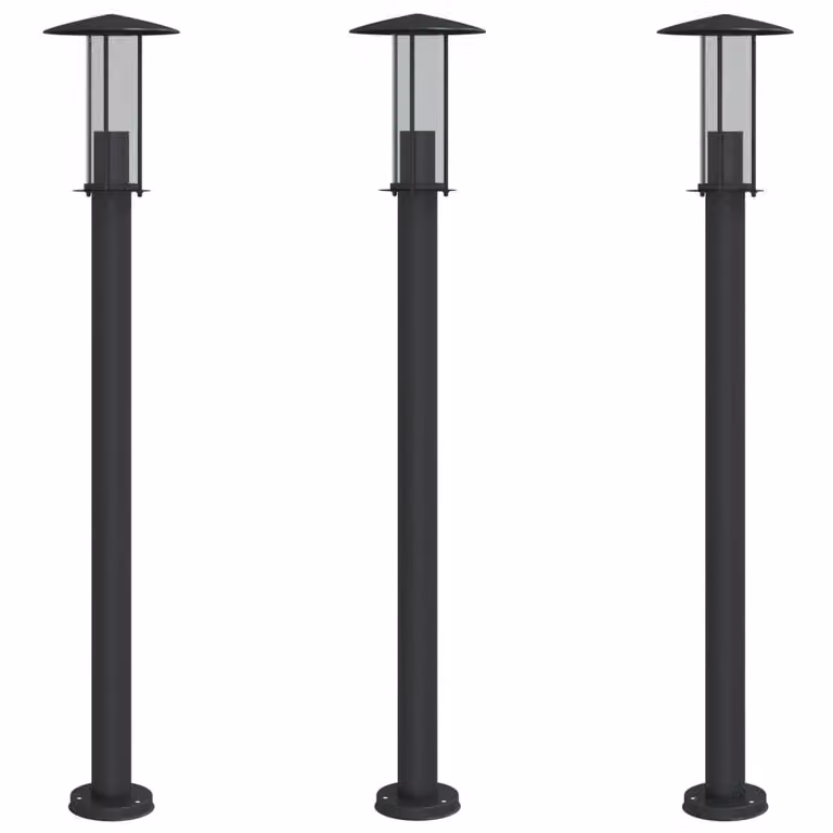 vidaXL Oświetlenie ścieżki 3 szt. czarne 100 cm stal nierdzewna