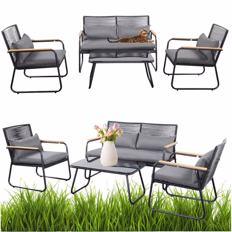 Nowoczesne meble ogrodowe - sofa + stolik + 2 fotele Cuba Meven