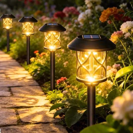 Oświetlenie ogrodowe LED - Lampy solarne - Dekoracje ogrodowe - Automatyczne włączanie/wyłączanie - 6 sztuk - Ciepła biel