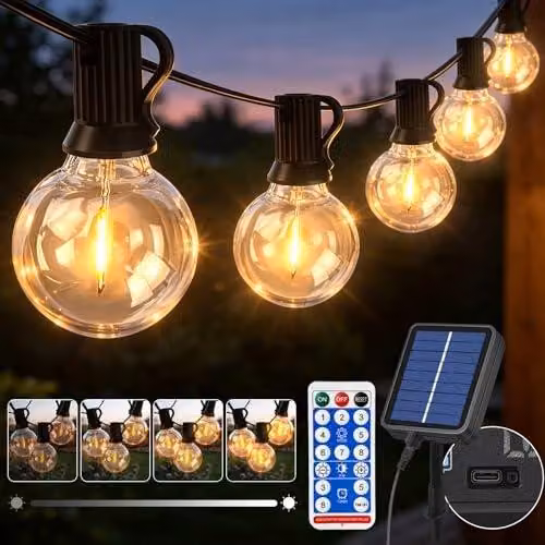 Solarny łańcuch świetlny na zewnątrz LED zdalnie sterowany ogród
