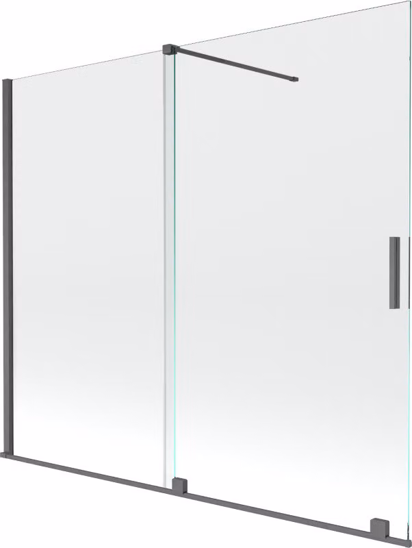 Mexen Velar parawan 180x150 cm, 2-skrzydłowy, gun gray szczotkowany