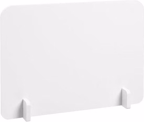 Przegroda biurowa w kolorze białym - Zabezpieczenie przed wzrokiem - Separator biurowy - Osłona na biurko - PVC - Wymiary: 40 x 30 x 2 cm - Zaokrąglone krawędzie - Element biurowy