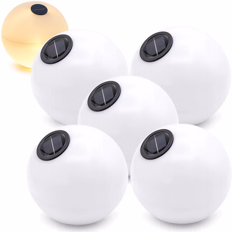Lampion solarny kula 28 cm 3 diody ciepły biały zestaw 5 szt lampy ogrodowe LED na taras balkon ścieżkę IP44
