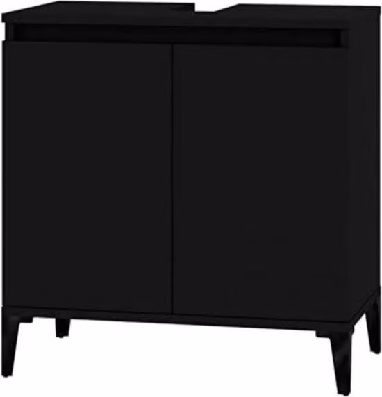 Szafka pod umywalkę – model "Kleiner Wastafelunterwasser" – z nóżkami – 33 x 58 x 60 cm – czarna – Kompaktowy design, zapewniający dodatkową przestrzeń do przechowywania w małych łazienkach