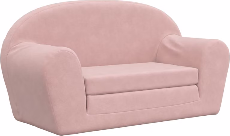 2-os. sofa dla dzieci, rozkładana, różowa, miękki plusz
