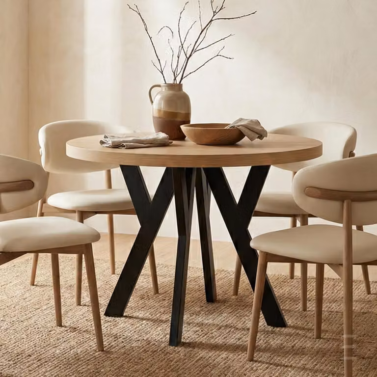 Okrągły stół jadalny czarny PERO, 100/150 cm, rozkładany, do jadalni, dąb Craft Golden – styl loft, skandynawski