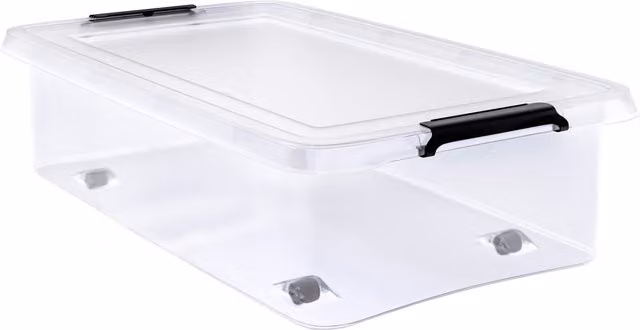 Przezroczysty pojemnik do przechowywania Deuba z pokrywą i kółkami, plastikowy, W: 39 cm, S: 40 cm, G: 30 cm