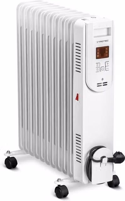 Grzejnik olejowy DeLonghi TRH 26 E, biały, z pilotem, wolnostojący