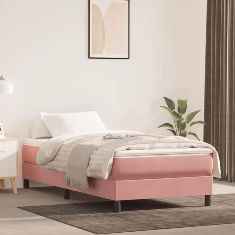 vidaXL Kieszeniowy materac sprężynowy różowy 80x200x20 cm aksamitny - Kieszeniowy materac sprężynowy - Kieszeniowy materac sprężynowy - Materac - Meble do sypialni