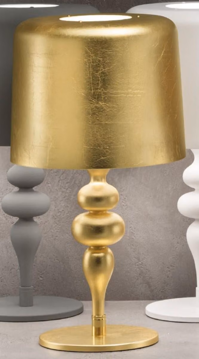 Casa Padrino luksusowa lampa stołowa art deco złota Ø 50 x wys. 180 cm - Okrągła lampa biurkowa art deco z aluminiowym abażurem - Luksusowe lampy stołowe - Luksusowa jakość - Wyprodukowano we Włoszech