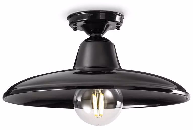 Lampa sufitowa industrialna minimalistyczna skandynawska B&W emaliowana metalowa czarna 1 światło E27